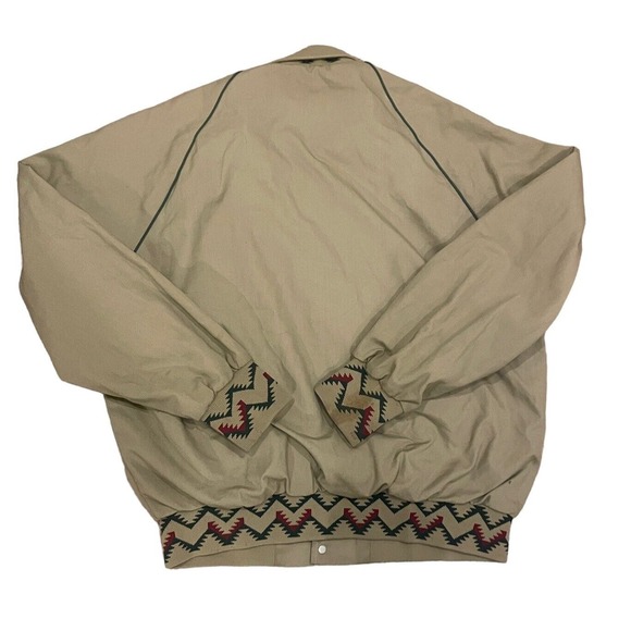VTG 80s West Ark Navajo Aztec Bomber Jacket Tan Made In USA Sz Large Snap Button - Picture 12 of 13